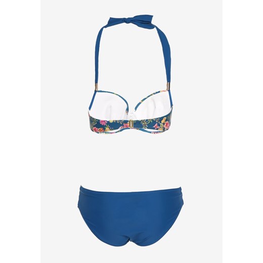 Granatowe Dwuczęściowy Strój Kąpielowy Bikini Zapinany z Tyłu Majtki ze Renee 40 okazyjna cena Renee odzież