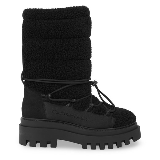 Śniegowce Calvin Klein Jeans Flatform Snow Boot Sherpa Wn YW0YW01195 Czarny ze sklepu eobuwie.pl w kategorii Śniegowce damskie - zdjęcie 171276895