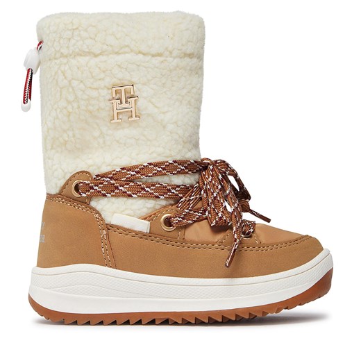 Śniegowce Tommy Hilfiger T3A6-33066-1629524 M Camel 524 ze sklepu eobuwie.pl w kategorii Buty zimowe dziecięce - zdjęcie 171277466