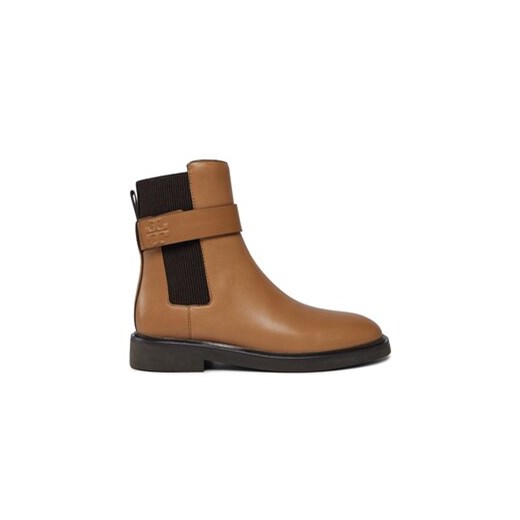 Tory Burch Sztyblety Double T Chelsea Boot 152831 Beżowy ze sklepu MODIVO w kategorii Botki - zdjęcie 171278756