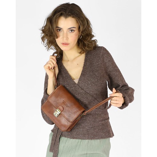 Torba skórzana kwadratowa premium Florence bag - MARCO MAZZINI brązowa ze sklepu Verostilo w kategorii Listonoszki - zdjęcie 171279565