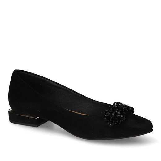 Baleriny For-But 074 Czarne zamsz ozdoba ze sklepu Arturo-obuwie w kategorii Balerinki - zdjęcie 171280015