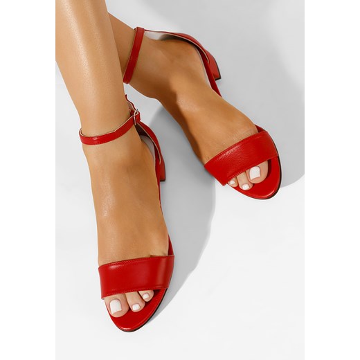 Czerwone sandały skórzane Amais V3 ze sklepu Zapatos w kategorii Sandały damskie - zdjęcie 171280668