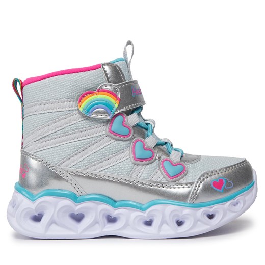 Kozaki Skechers Heart Lights Sweet Styling 302668L/SMLT Srebrny ze sklepu eobuwie.pl w kategorii Buty zimowe dziecięce - zdjęcie 171283396