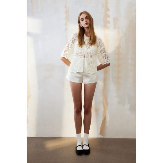H & M - Ażurowy kardigan - Biały ze sklepu H&M w kategorii Swetry damskie - zdjęcie 171286226