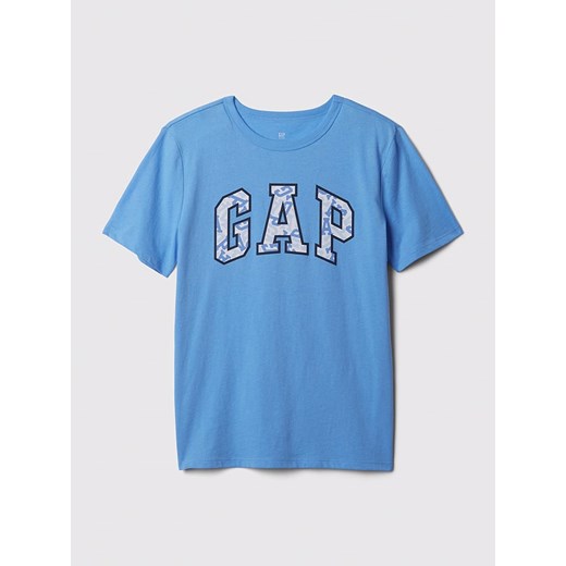 Niebieski t-shirt chłopięce Gap w nadruki 