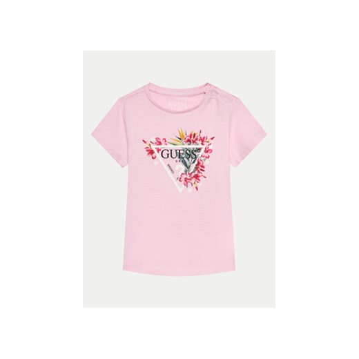 Guess T-Shirt K4GI02 K6YW4 Różowy Regular Fit ze sklepu MODIVO w kategorii Bluzki dziewczęce - zdjęcie 171292766