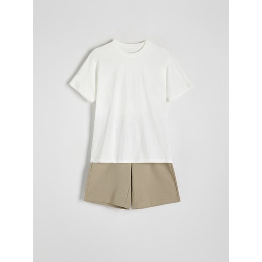 Reserved - Dwuczęściowa piżama - beżowy ze sklepu Reserved w kategorii Piżamy męskie - zdjęcie 171296959