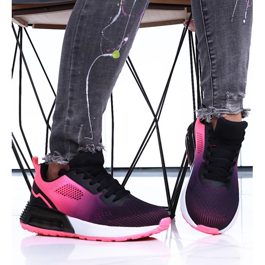 Sznurowane czarno różowe damskie buty sportowe /G2-3 16089 T480/ ze sklepu Pantofelek24.pl w kategorii Buty sportowe damskie - zdjęcie 171297826