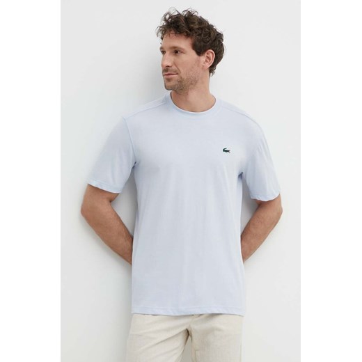 Lacoste t-shirt męski kolor niebieski gładki ze sklepu PRM w kategorii T-shirty męskie - zdjęcie 171298316