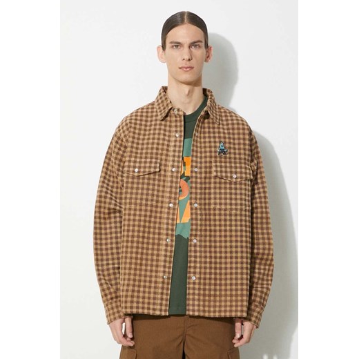 ICECREAM kurtka koszulowa Corduroy Check kolor brązowy przejściowa IC24119 ze sklepu PRM w kategorii Kurtki męskie - zdjęcie 171298605
