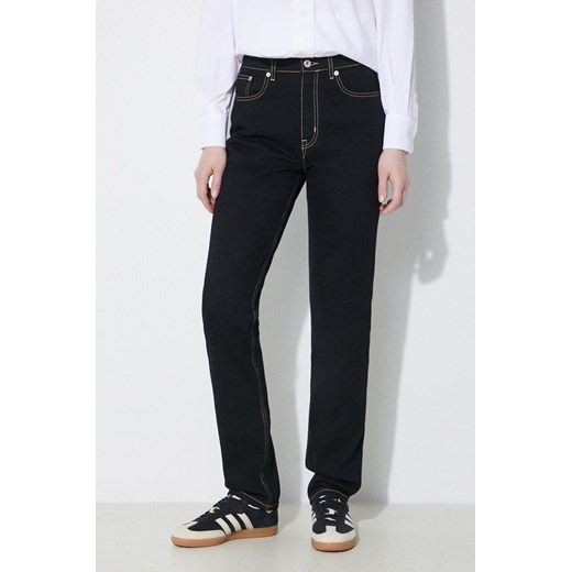 Kenzo jeansy Solid Asagao Straight damskie medium waist FD62DP2106C1.BM ze sklepu PRM w kategorii Jeansy damskie - zdjęcie 171298907