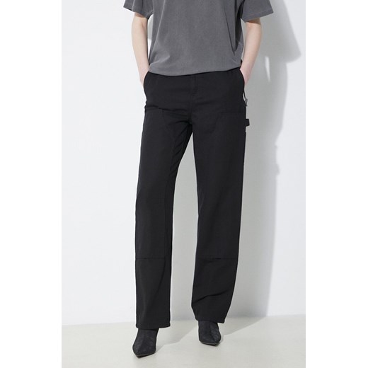Carhartt WIP spodnie Pierce Double Knee Pant damskie kolor czarny szerokie high waist I033139.8902 ze sklepu PRM w kategorii Spodnie damskie - zdjęcie 171298937