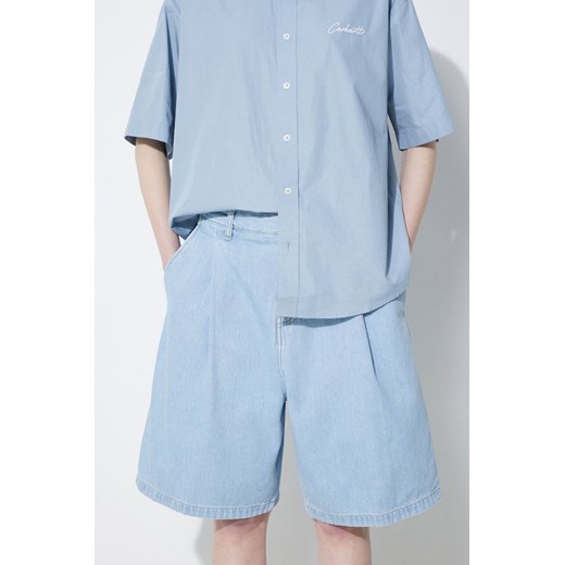 Carhartt WIP szorty jeansowe Alta Short damskie kolor niebieski gładkie high waist I033345.112 ze sklepu PRM w kategorii Szorty - zdjęcie 171298997