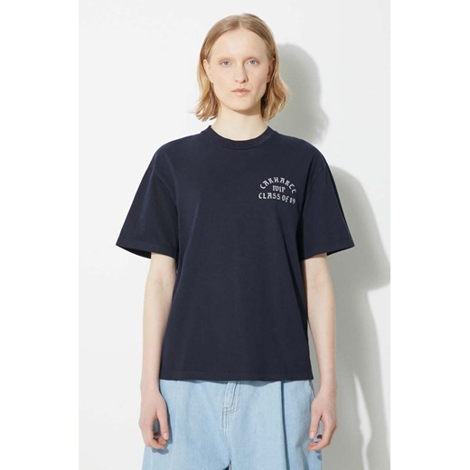 Carhartt WIP t-shirt bawełniany S/S Class of 89 T-Shirt damski kolor granatowy I033192.00BGD ze sklepu PRM w kategorii Bluzki damskie - zdjęcie 171299086