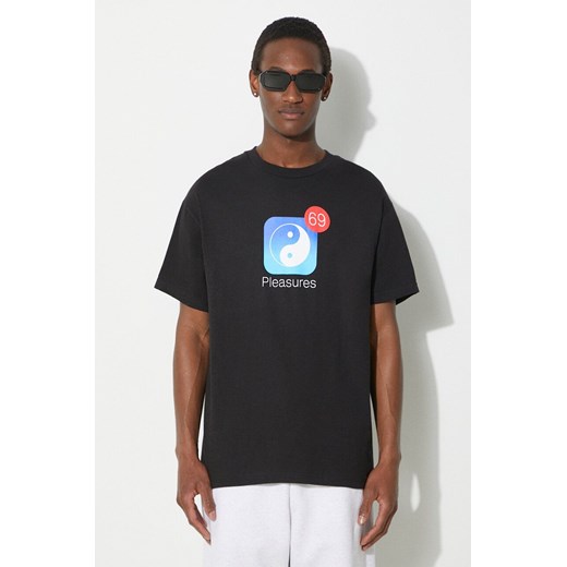 PLEASURES t-shirt bawełniany Notify męski kolor czarny z nadrukiem P24SP052.BLACK ze sklepu PRM w kategorii T-shirty męskie - zdjęcie 171299208
