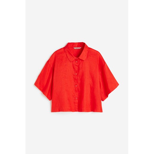 H & M - Krótka koszula lniana - Pomarańczowy H & M M H&M