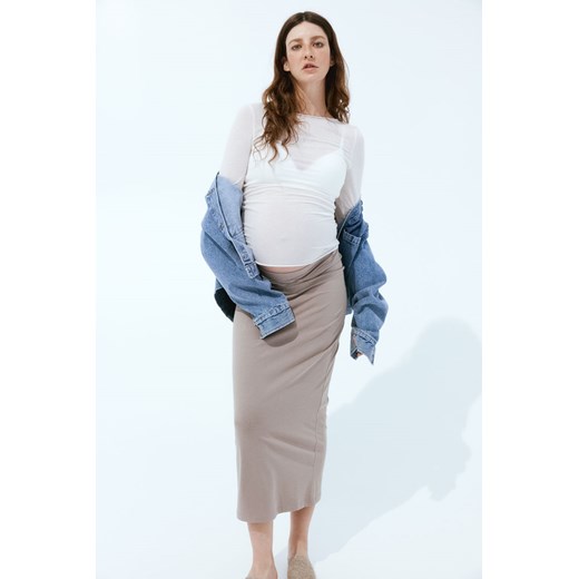 H & M - MAMA Spódnica z bawełnianego dżerseju - Brązowy ze sklepu H&M w kategorii Spódnice ciążowe - zdjęcie 171299659