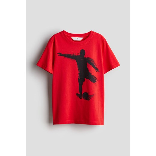 H & M - Bawełniany T-shirt z nadrukiem - Czerwony ze sklepu H&M w kategorii T-shirty chłopięce - zdjęcie 171299676