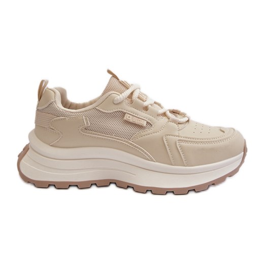 Sneakersy Damskie HI-POLY System Big Star NN274A105 Beżowe beżowy ze sklepu ButyModne.pl w kategorii Buty sportowe damskie - zdjęcie 171300125