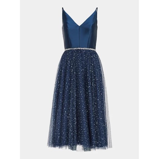 Sukienka Swing z dekoltem v na sylwestra na ramiączkach rozkloszowana 