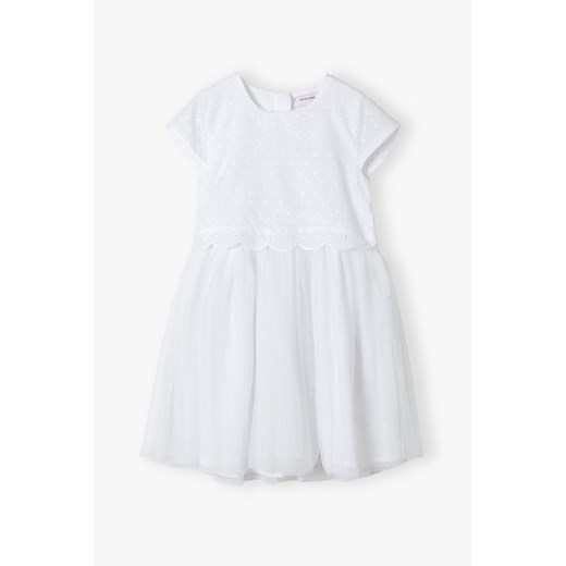 Biała sukienka dla dziewczynki z krótkim rękawem Lincoln & Sharks By 5.10.15. 164 5.10.15