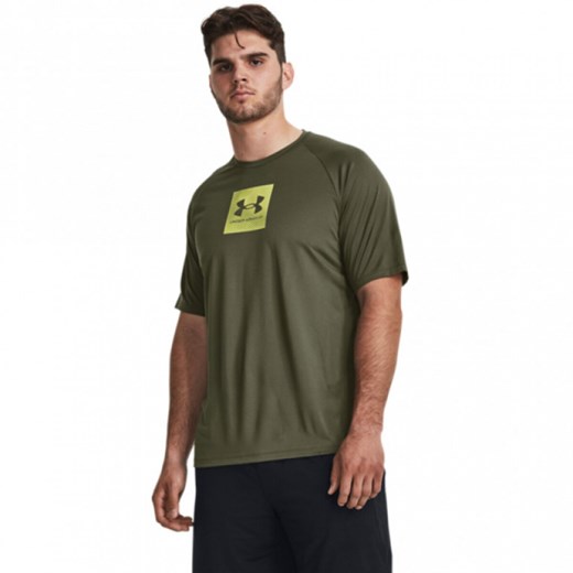 Męska koszulka treningowa Under Armour UA Tech Print Fill SS - khaki ze sklepu Sportstylestory.com w kategorii T-shirty męskie - zdjęcie 171307506