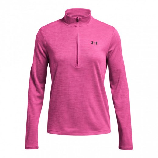 Różowa bluzka damska Under Armour z golfem z tkaniny z długim rękawem 