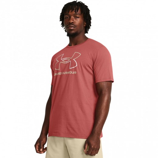 Męski t-shirt z nadrukiem Under Armour UA Foundation Short Sleeve - łososiowy ze sklepu Sportstylestory.com w kategorii T-shirty męskie - zdjęcie 171308898