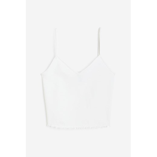 H & M - Krótki top na ramiączkach - Biały H & M S H&M
