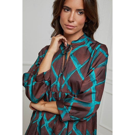 L&apos;armoire de Suzette Sukienka w kolorze brązowo-turkusowym L'armoire De Suzette 36/38 wyprzedaż Limango Polska