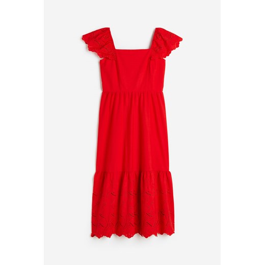 H & M - Sukienka z haftem angielskim - Czerwony ze sklepu H&M w kategorii Sukienki - zdjęcie 171313286