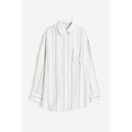 H & M - Lniana koszula oversize - Brązowy ze sklepu H&M w kategorii Koszule damskie - zdjęcie 171313299