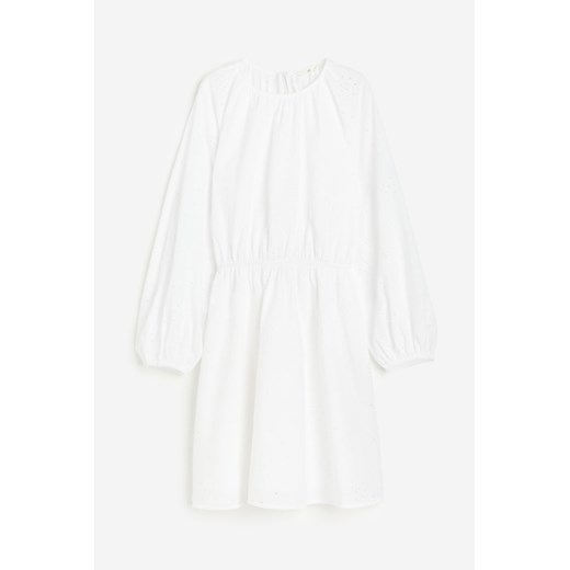 H & M - Sukienka z haftem angielskim - Biały H & M S H&M