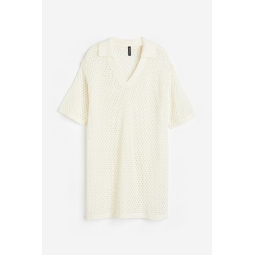 H & M - Sukienka z ażurowej dzianiny - Biały ze sklepu H&M w kategorii Sukienki - zdjęcie 171313317