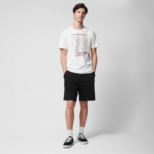 T-shirt męski Outhorn biały z krótkim rękawem bawełniany młodzieżowy 