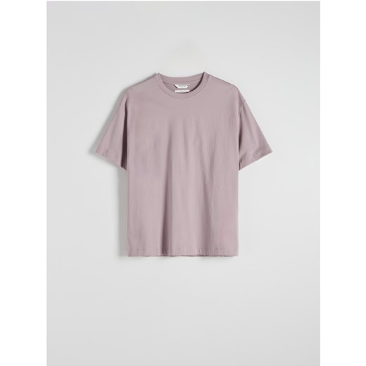 Reserved - Gładki T-shirt boxy - fioletowy ze sklepu Reserved w kategorii T-shirty męskie - zdjęcie 171318095