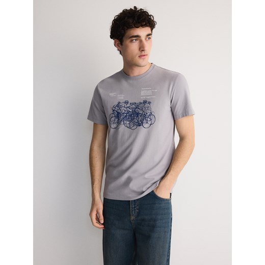 Reserved - T-shirt regular fit z nadrukiem - jasnoszary ze sklepu Reserved w kategorii T-shirty męskie - zdjęcie 171318186