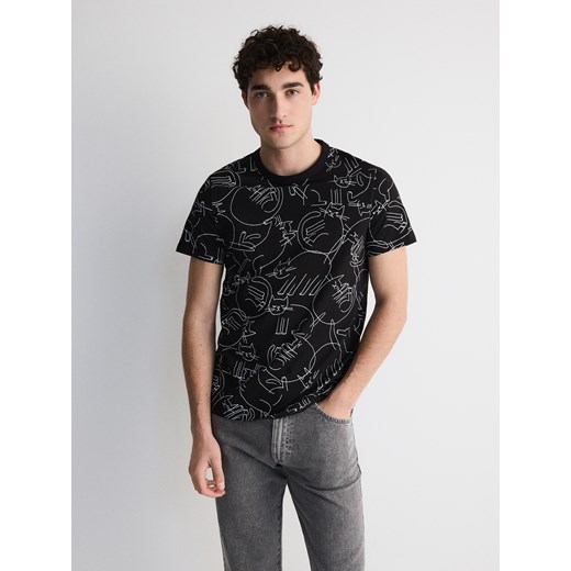 Reserved - T-shirt regular z nadrukiem - czarny ze sklepu Reserved w kategorii T-shirty męskie - zdjęcie 171318239