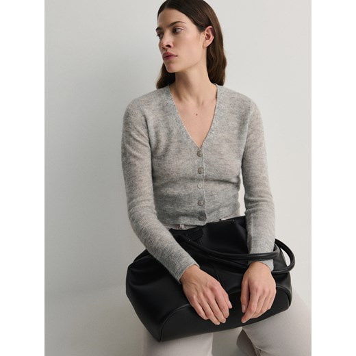 Reserved - Krótki sweter z guzikami - jasnoszary ze sklepu Reserved w kategorii Swetry damskie - zdjęcie 171318439