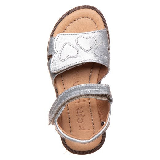 POM POM Skórzane sandały w kolorze srebrnym Pom Pom 34 okazyjna cena Limango Polska