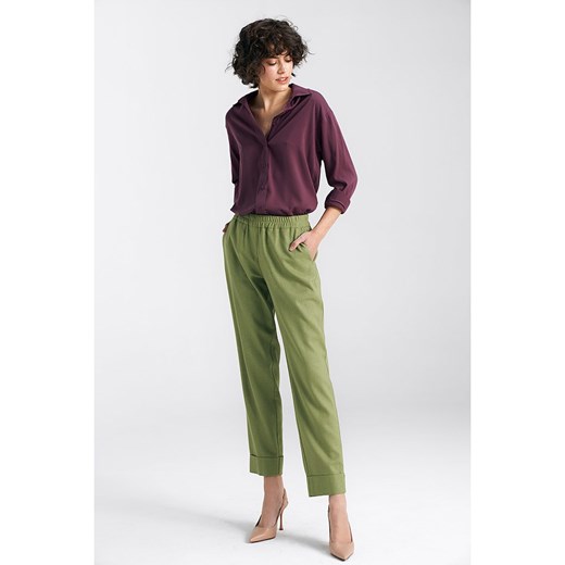 Nife Spodnie w kolorze zielonym ze sklepu Limango Polska w kategorii Spodnie damskie - zdjęcie 171321239