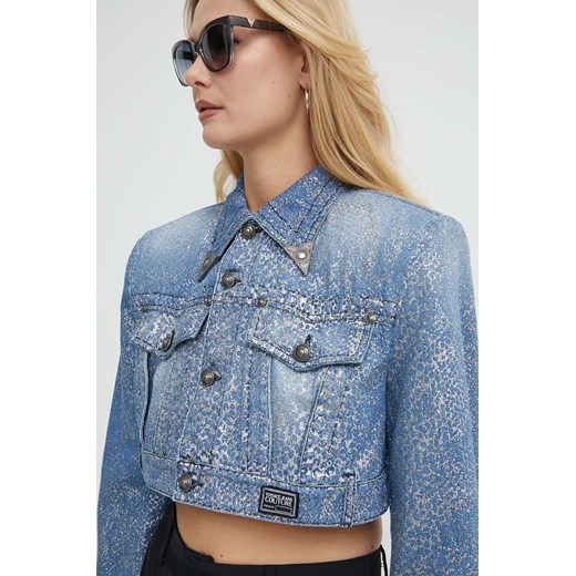 Versace Jeans Couture kurtka jeansowa damska kolor niebieski przejściowa 76HAS458 DS013M30 ze sklepu ANSWEAR.com w kategorii Kurtki damskie - zdjęcie 171323608