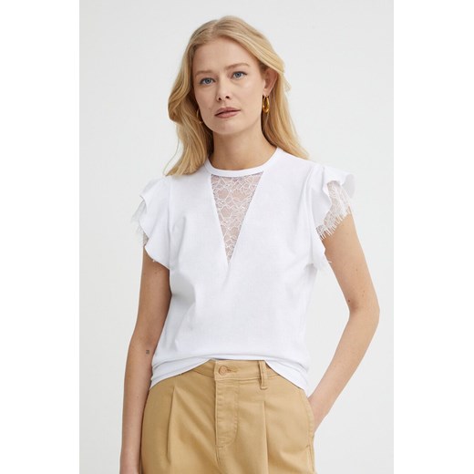 Liu Jo t-shirt bawełniany damski kolor biały ze sklepu ANSWEAR.com w kategorii Bluzki damskie - zdjęcie 171324065