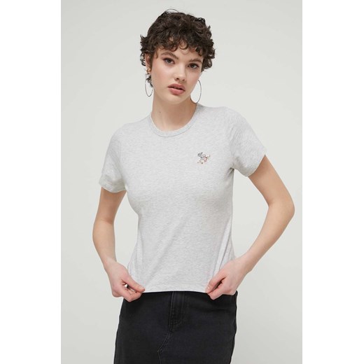 Abercrombie &amp; Fitch t-shirt bawełniany damski kolor szary ze sklepu ANSWEAR.com w kategorii Bluzki damskie - zdjęcie 171324109