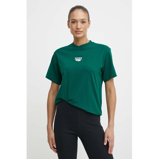 Reebok Classic t-shirt bawełniany Archive Essentials damski kolor zielony 100076222 ze sklepu ANSWEAR.com w kategorii Bluzki damskie - zdjęcie 171324187
