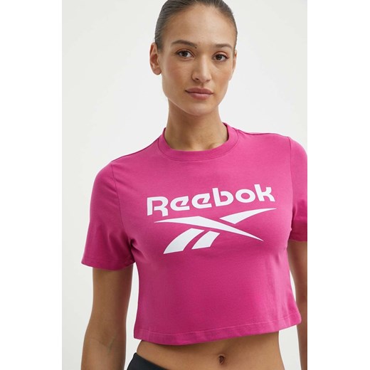 Reebok t-shirt bawełniany Identity damski kolor różowy 100037588 ze sklepu ANSWEAR.com w kategorii Bluzki damskie - zdjęcie 171324197