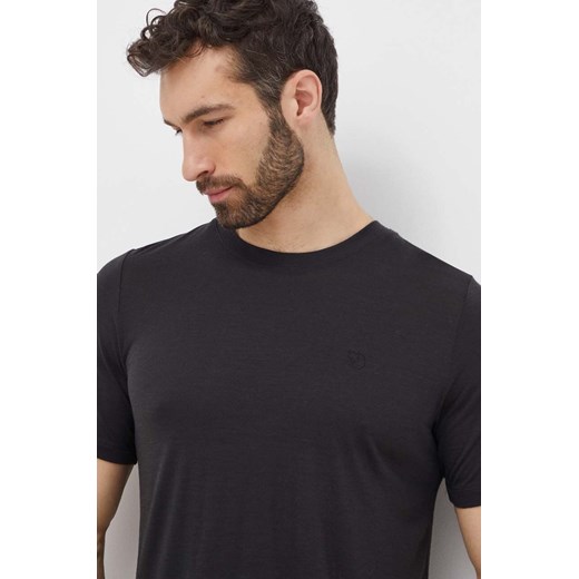 Fjallraven t-shirt wełniany Abisko Wool kolor czarny gładki F87193 ze sklepu ANSWEAR.com w kategorii T-shirty męskie - zdjęcie 171324288