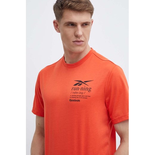 Reebok t-shirt męski kolor pomarańczowy z nadrukiem 100076378 Reebok L ANSWEAR.com