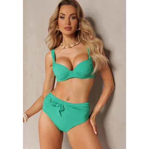 Zielone Bikini ze Sztywnym Marszczonym Biustonoszem i Paskiem na Majtkach Wiaraia ze sklepu Renee odzież w kategorii Stroje kąpielowe - zdjęcie 171327617